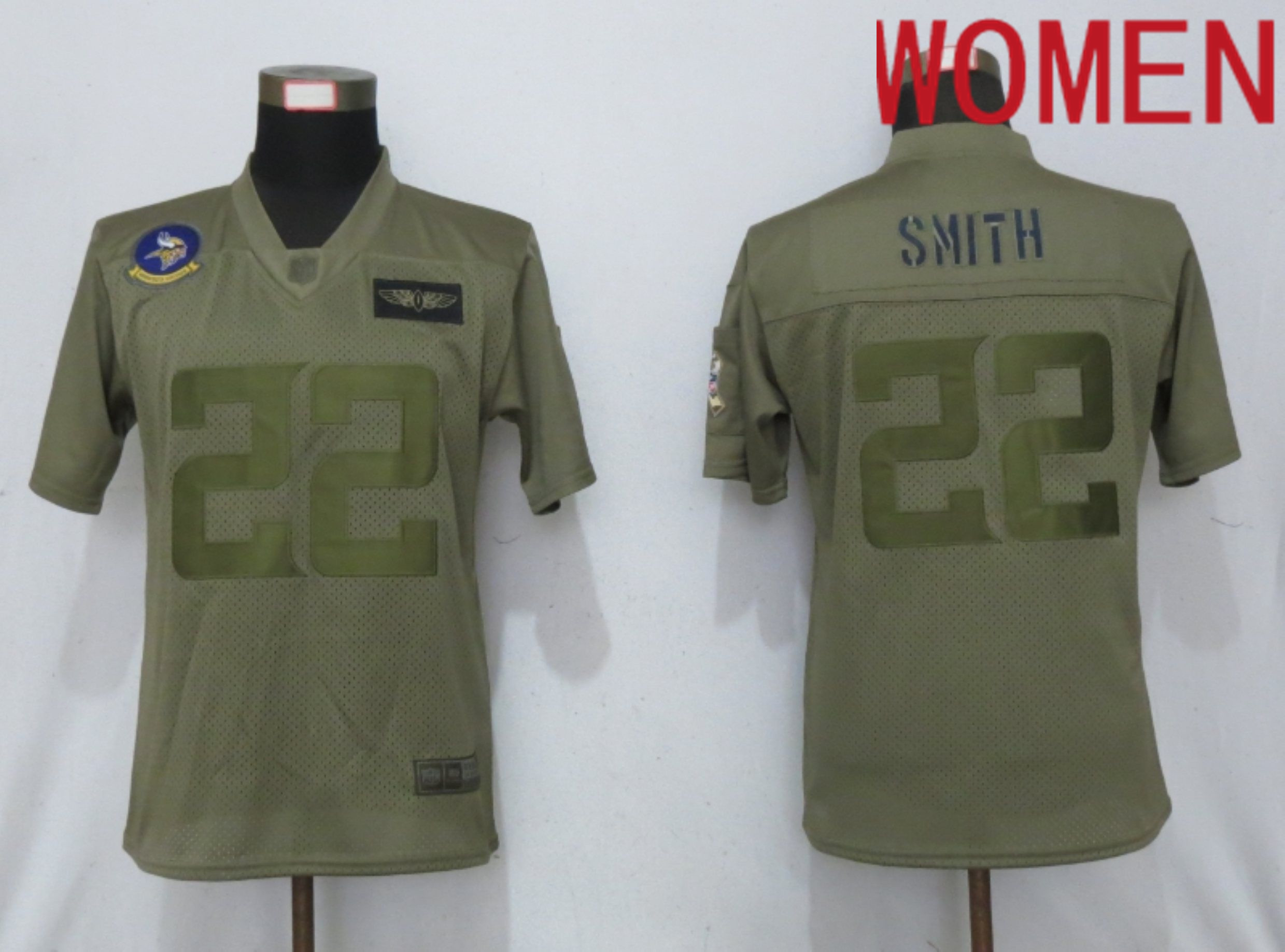 Women Minnesota Vikings #22 Smith Nike Camo 2020 Salute to Service Elite Playe NFL Jersey->tennessee titans->NFL Jersey
